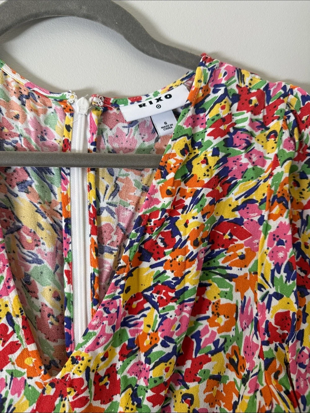 Rixo Floral V-Neck Maxi Dress in Multicolor - Picture 3 of 3